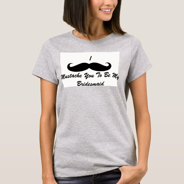 Dam Ringer TShirt Mustache Bridesmaid T-shirt (Framsida)