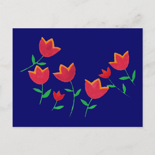dam röd tulpanblomma vykort (Framsida)