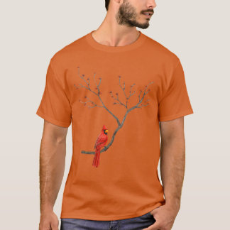 Dam Röda Kardinalfågel Älskare Fågelskådning Fågel T Shirt