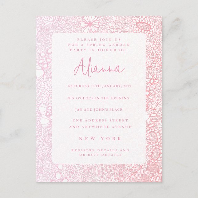 Dam Rosa Garden Scene Artist Illustrated Vykort (Framsida)