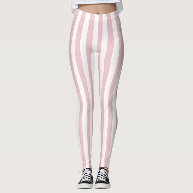 Dam rosa och vit randig leggings (Framsida)