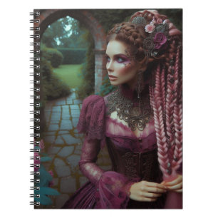 Dam Rosa Steampunk Vintage Victorian Garden Anteckningsbok