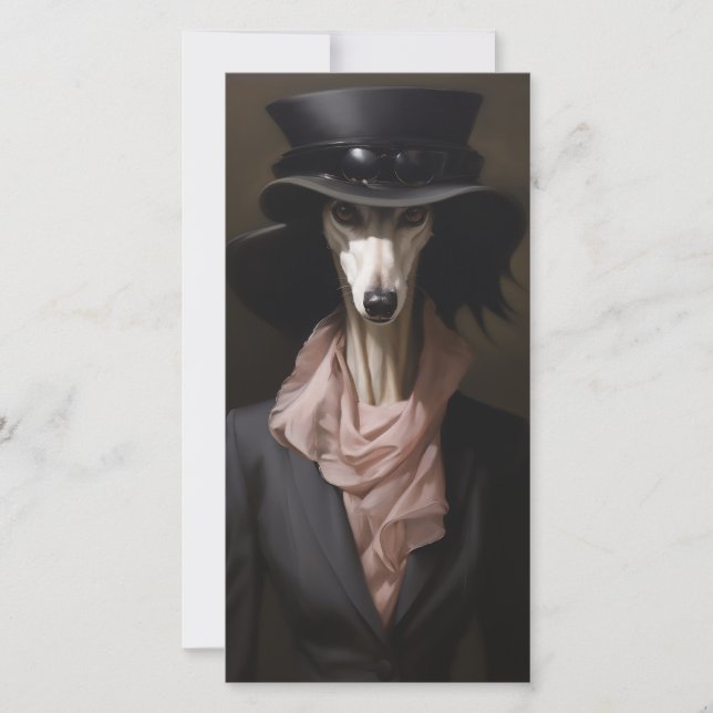 Dam Saluki Top hat Julkort (Framsida)