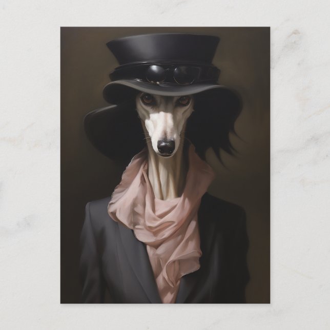 Dam Saluki Top hat Vykort (Framsida)