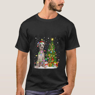 Dam Santa Whippet Hund Julgran Belysning Whippe T Shirt