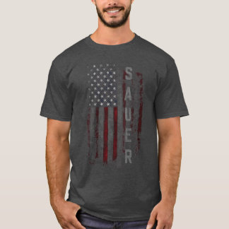 Dam SAUER Familj Amerikansk Flagga VNeck rolig T Shirt