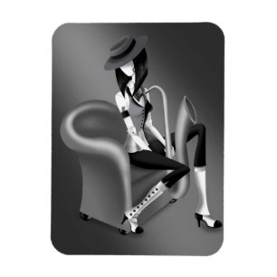 Dam saxofonist - Jazz-Inspired Fridge Magnet