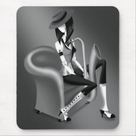 Dam saxofonist - Jazz-Inspired Mousemat Musmatta