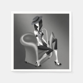 Dam saxofonist - Jazz-Inspired Party Napkins Pappersservett