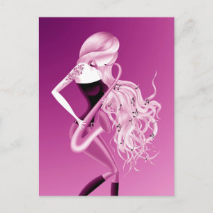 Dam Saxofonisten Pink Postcard Vykort