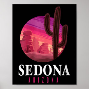 Dam Sedona Arizona Kaktus Solnedgång Öken Sedona Poster