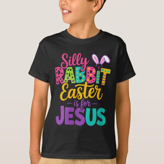 Dam Silly Rabbit Påsken är för Jesus Roligt T Shirt (Framsida)