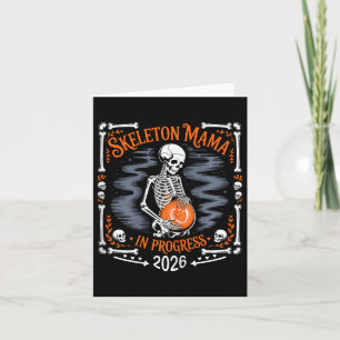 Dam-Skeleton Mama på gång 2026 Gravid Halloween-ko Kort