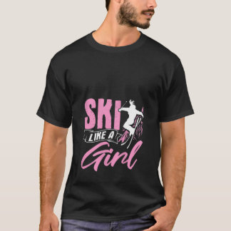 Dam Ski Lik En Tjej Skidåkare Vintersporter Berg T Shirt