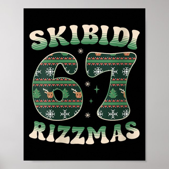 Dam Skibidi Rizzmas 67 Six Seven Meme Fula Jul Trö Poster (Framsidan)