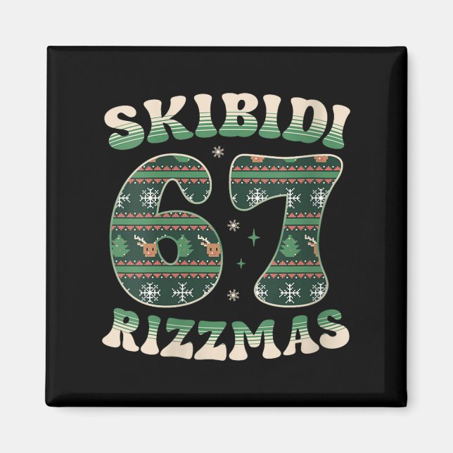 Dam Skibidi Rizzmas 67 Six Seven Meme Fula Julen T Magnet (Framsidan)