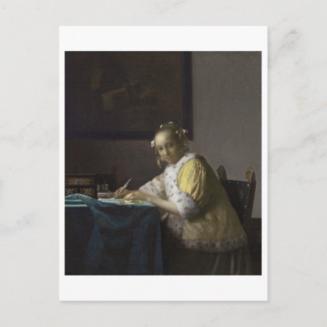 Dam Skriva Brev av Johannes Vermeer Vykort (Framsida)