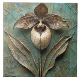 Dam Slipper Orchid Faux Relief Flower Kakelplatta