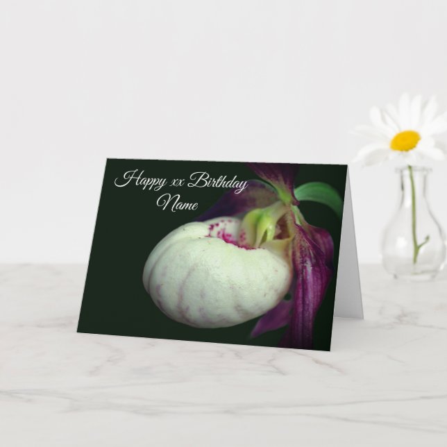 Dam Slipper Orchid Flower Personlig Birthday Kort (Liten växt)