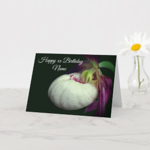 Dam Slipper Orchid Flower Personlig Birthday Kort