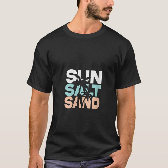 Dam Sol Salt Sand Sommar Retro Färgglad Glad  T Shirt (Framsida)