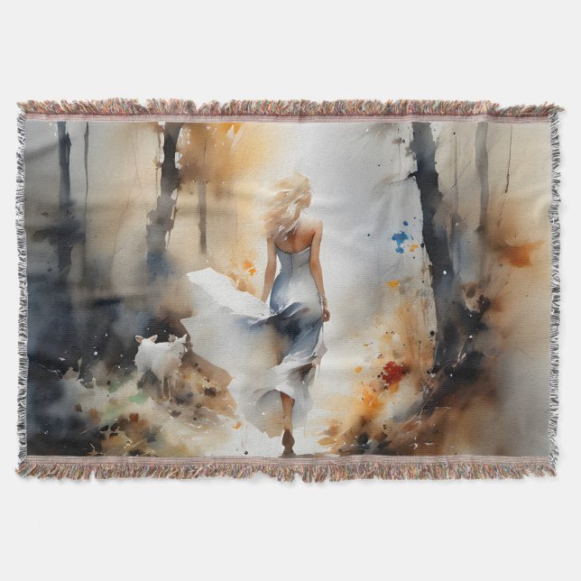 Dam som går genom en skog filt (Framsidan)