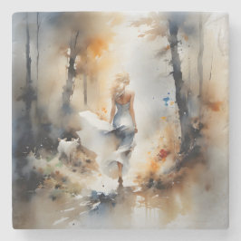 Dam som går genom en skog stenunderlägg