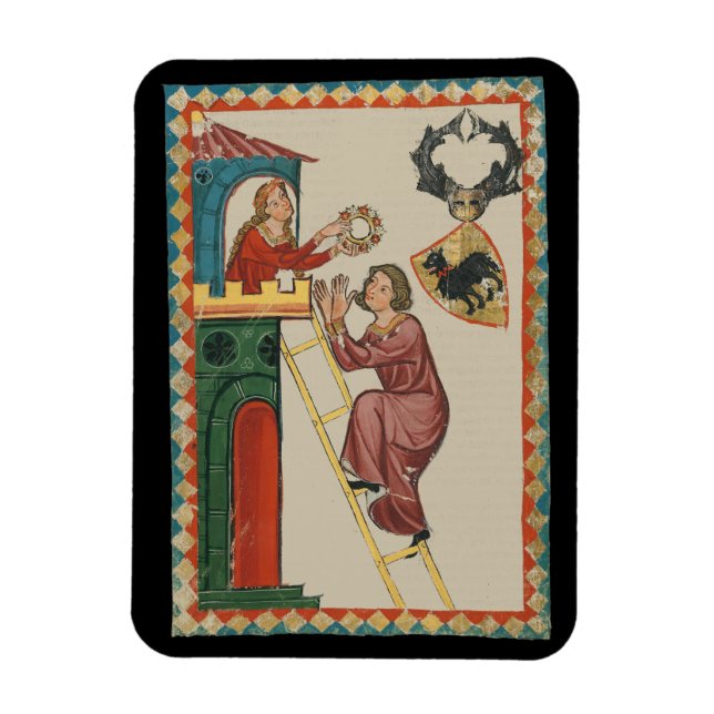 Dam som ger gåva till friare, 1300-talet magnet (Vertikal)