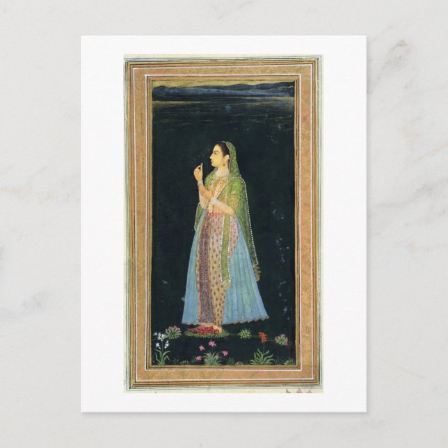 Dam som innehar en blommar från Small Clive Album Vykort (Framsida)