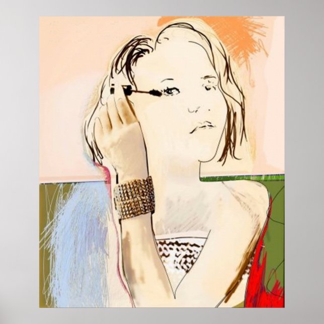 Dam som tillämpar mascara - Poster (Framsidan)