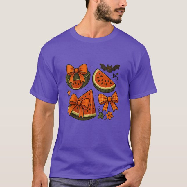 Dam Sommarween Coquette Bow Vattenmelon Retro Su T Shirt (Framsida)