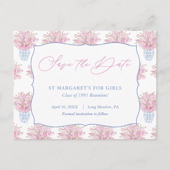 Dam, spara datumet för jubileumsfödelsedagsåterträ vykort (Framsida)