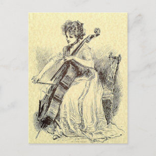 Dam Spelande Cello Vykort