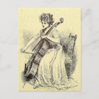 Dam Spelande Cello Vykort