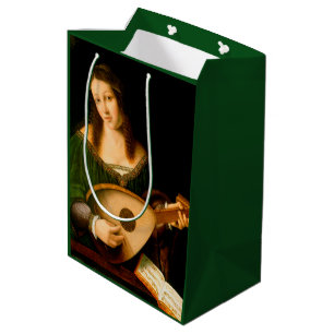 Dam spelar lute Fine Art Renaissance-målning