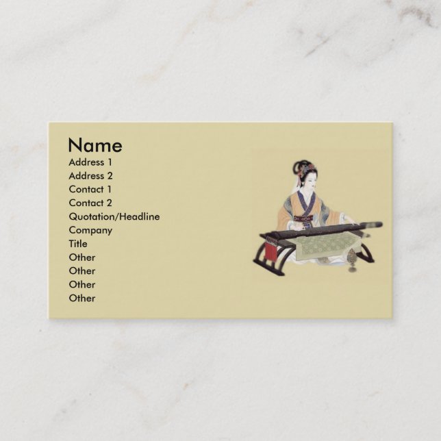 Dam spelar upp Zither-profilkortet Visitkort (Framsida)