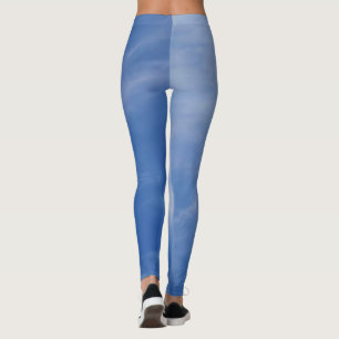 Dam Sporty Chic Aktivkläder Blå Himmel Leggings