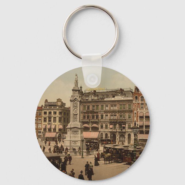 Dam Square, Amsterdam, Nederländerna Nyckelring (Framsida)
