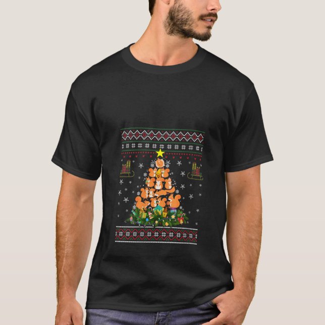 Dam Squirrel Fulständig Julgran Rolig Godis Ca T Shirt (Framsida)