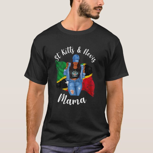 Dam St Kitts Och Nevis Mama Dreadlocks Hår Sas T Shirt (Framsida)
