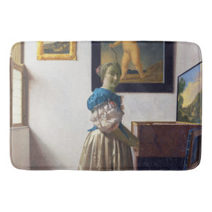 Dam Ställande vid ett jungfral, Johannes Vermeer Badrumsmatta