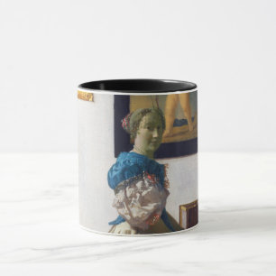 Dam Ställande vid ett jungfral, Johannes Vermeer Mugg