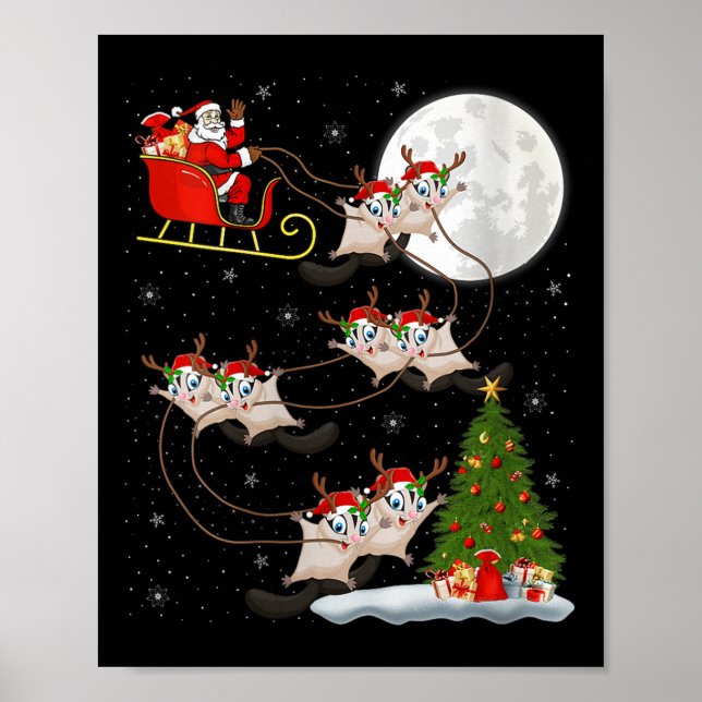 Dam Sugar Glider Tomte Sleigh Flygande Rolig Magi Poster (Framsidan)