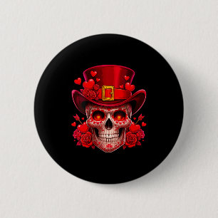 Dam Sugar Skull Alla hjärtans dag Tuggummi Röda ro Knapp