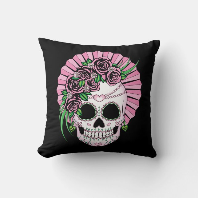 Dam Sugar Skull Kudde (Framsida)