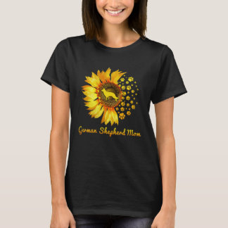 Dam Sunflower Tysk Shepherd Mamma Hund T Shirt