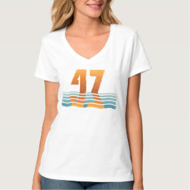 Dam-Sunset 47 Nedsliten V-ringad 2-sidig T-shirt