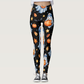 Dam Svarta Spooky ONE Blå Spöke Leggings