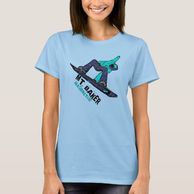 Dam T. Baker Washington teal snowboard Tee Shirt (Framsida)