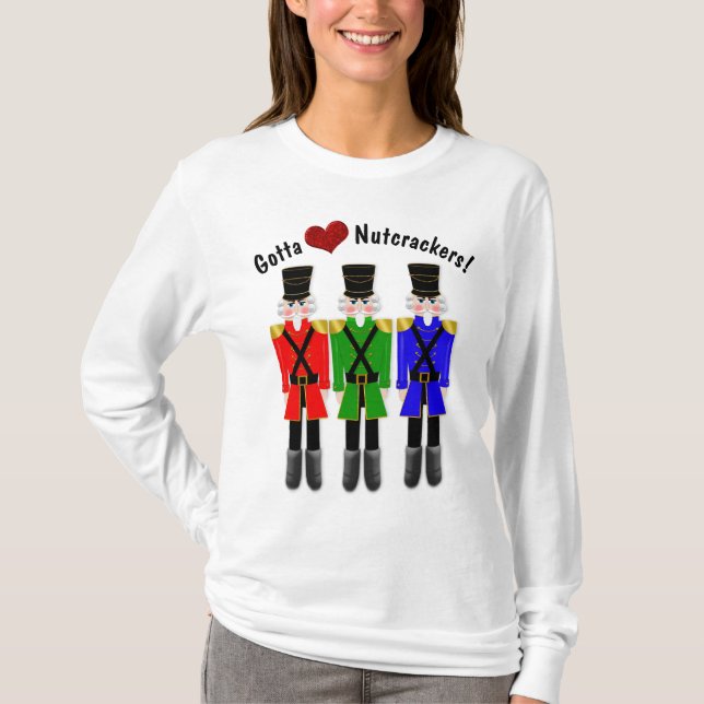 Dam T-Shirt, Långärmad, Kärlek Nutcrackers T Shirt (Framsida)